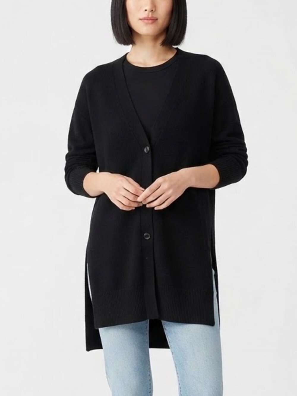 Everlane - The Wool-Cashmere Oversized Long Cardigan 3 Buttons | Size XS | Black